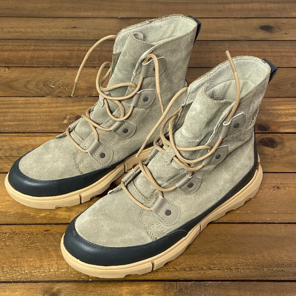 Sorel Explorer II Joan Waterproof Boots Sage Black Suede NM4499-365 Mens 10